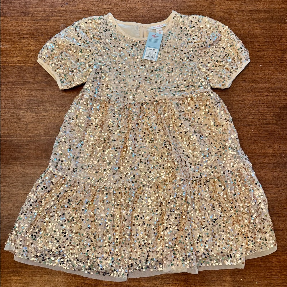Cat & Jack Champagne Sequin Tulle Party Dress